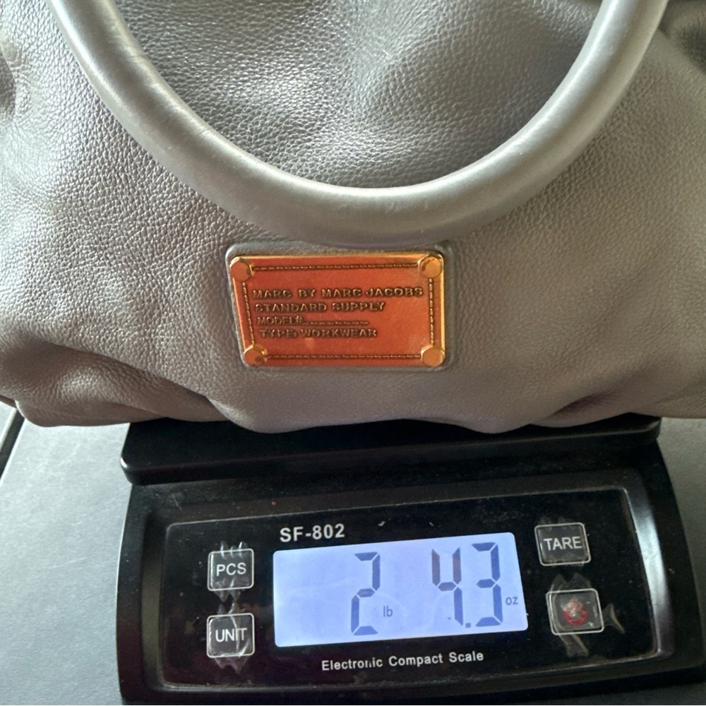 Vintage Marc By Marc Jacobs Q Fran Large Grey Pebbled Leather Shoulder Tote Bag - Picture 8 of 10